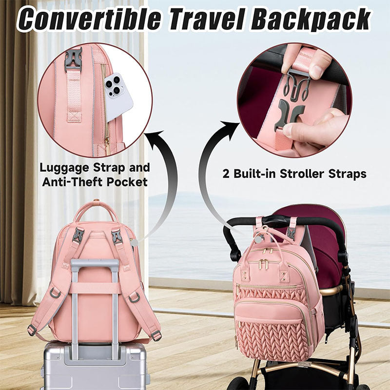 Multi-Functional Waterproof Diaper Bag Backpack with Changing Pad