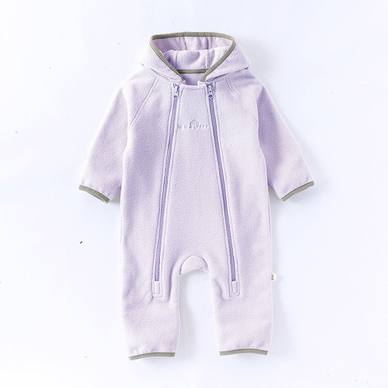 Baby Fleece Jumpsuit - Double-Sided Plush Romper for Infant Winter Wear