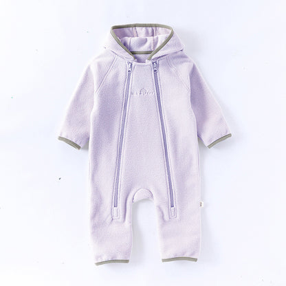 Baby Fleece Jumpsuit - Double-Sided Plush Romper for Infant Winter Wear