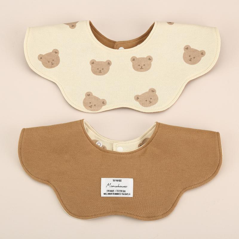 Brown Petal Style Drool Bibs - 100% Cotton Teething Bib with Snap Closure