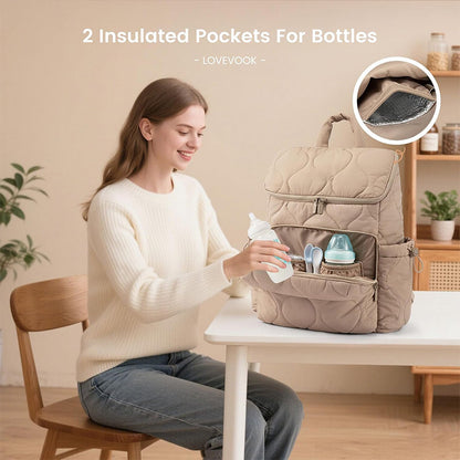 Trendy Lightweight Diaper Bag Backpack – with Changing Pad, Insulated Pockets & Pacifier Case