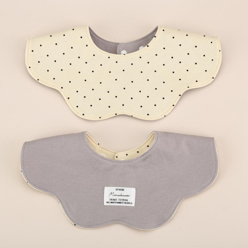 Gray Petal Style Drool Bibs - 100% Cotton Teething Bib with Snap Closure