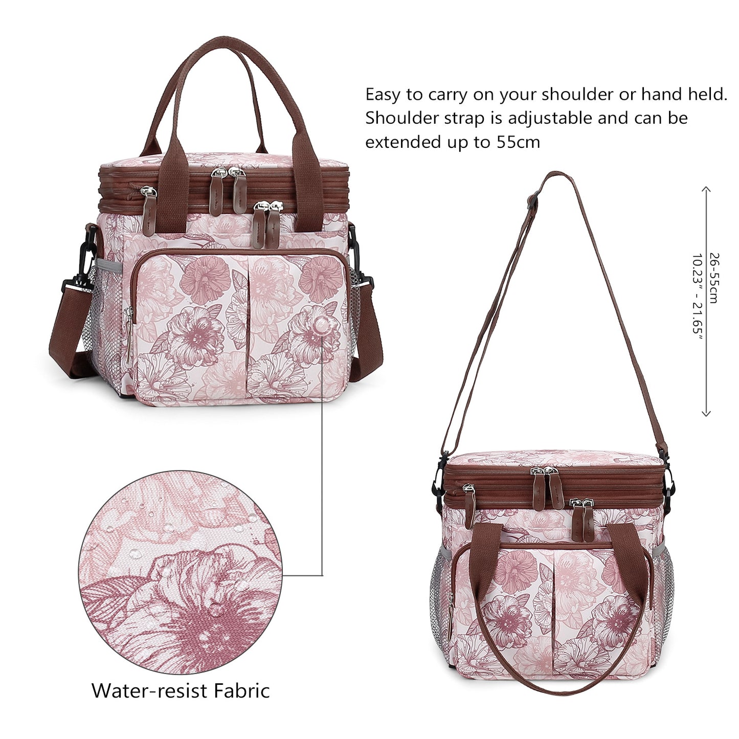 Insulated Breast Pump Bag Cooler – Dual Compartment Leakproof Lunch Tote, Portable Milk Storage Bag for Work & Travel (Floral Prints)