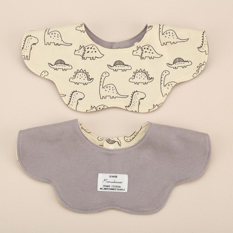 Gray Petal Style Drool Bibs - 100% Cotton Teething Bib with Snap Closure