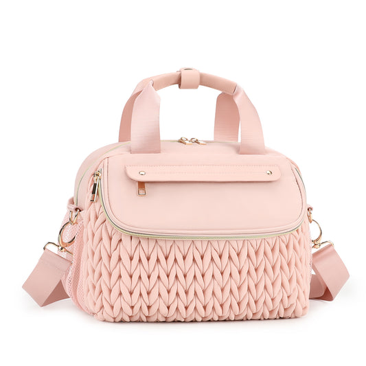 Pink Diaper Bag for Mom - Large Capacity Baby Bag with Insulated Bottle Holder & Changing Pad