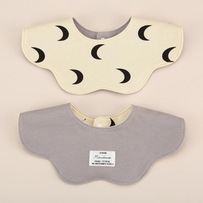 Gray Petal Style Drool Bibs - 100% Cotton Teething Bib with Snap Closure