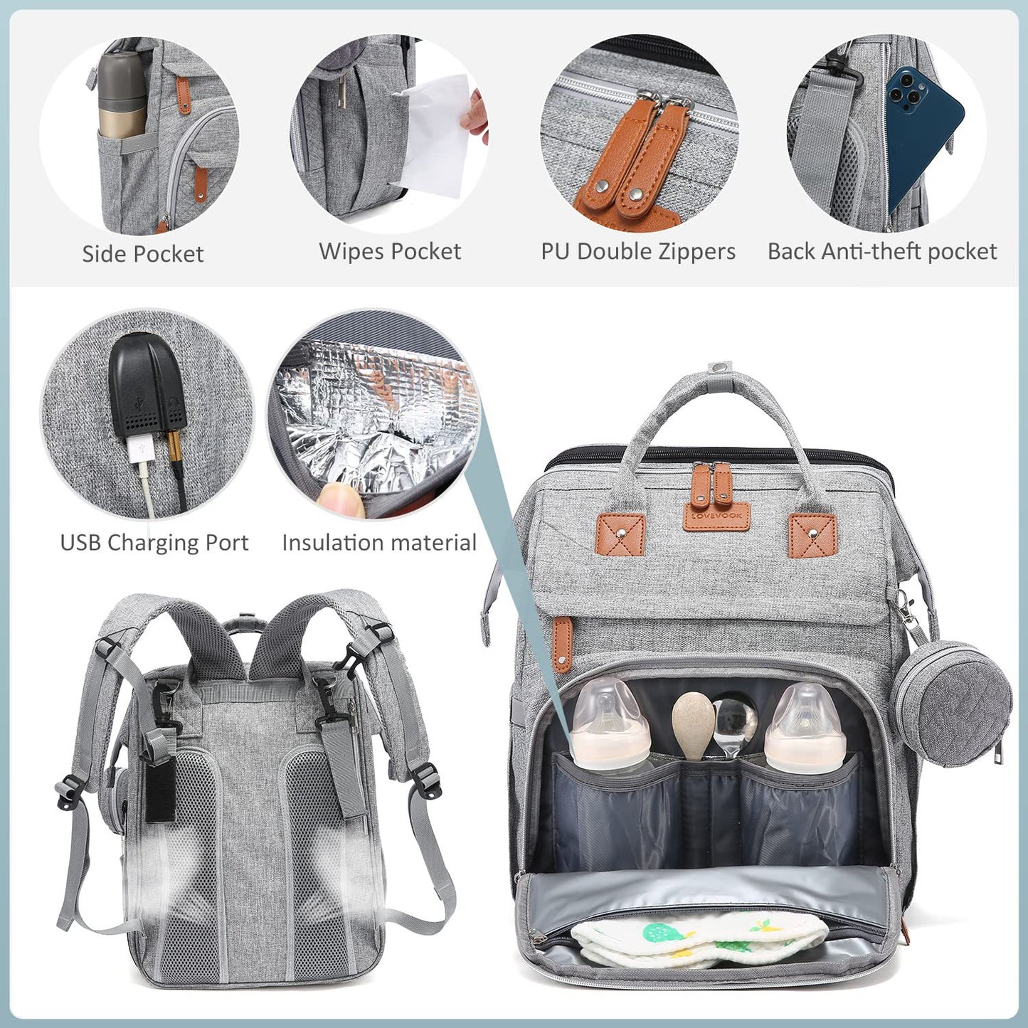 Diaper Bag Backpack with Changing Station, Large Capacity, Newborn Essentials Must Haves