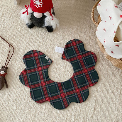 Christmas Style Baby Round & Petal Bibs - Floral Edge Double-sided Drool Bibs