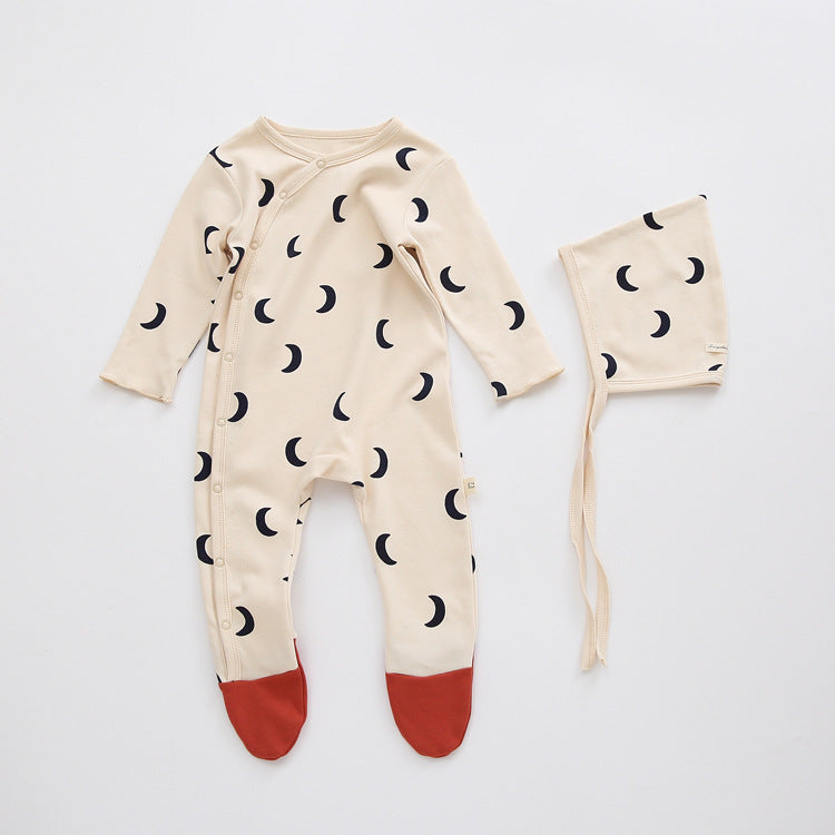 Baby Cotton Footed Romper - Long Sleeve Bodysuit with Built-in Feet