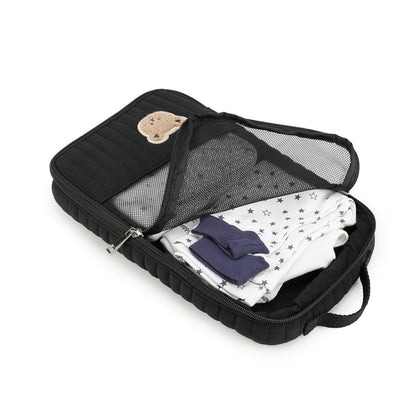 Portable Baby Essentials Organizer with Embroidered Bear, Travel Changing Pad Case for Newborn