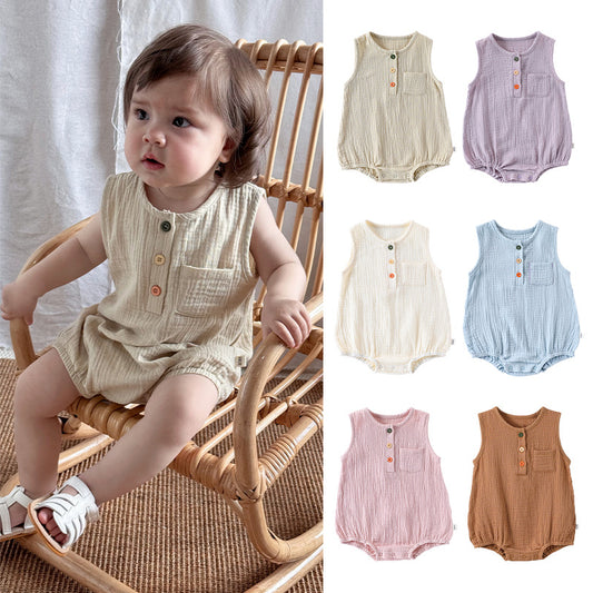 100% Cotton Baby Bodysuit - Breathable Sleeveless Romper for Infant Boys Girls