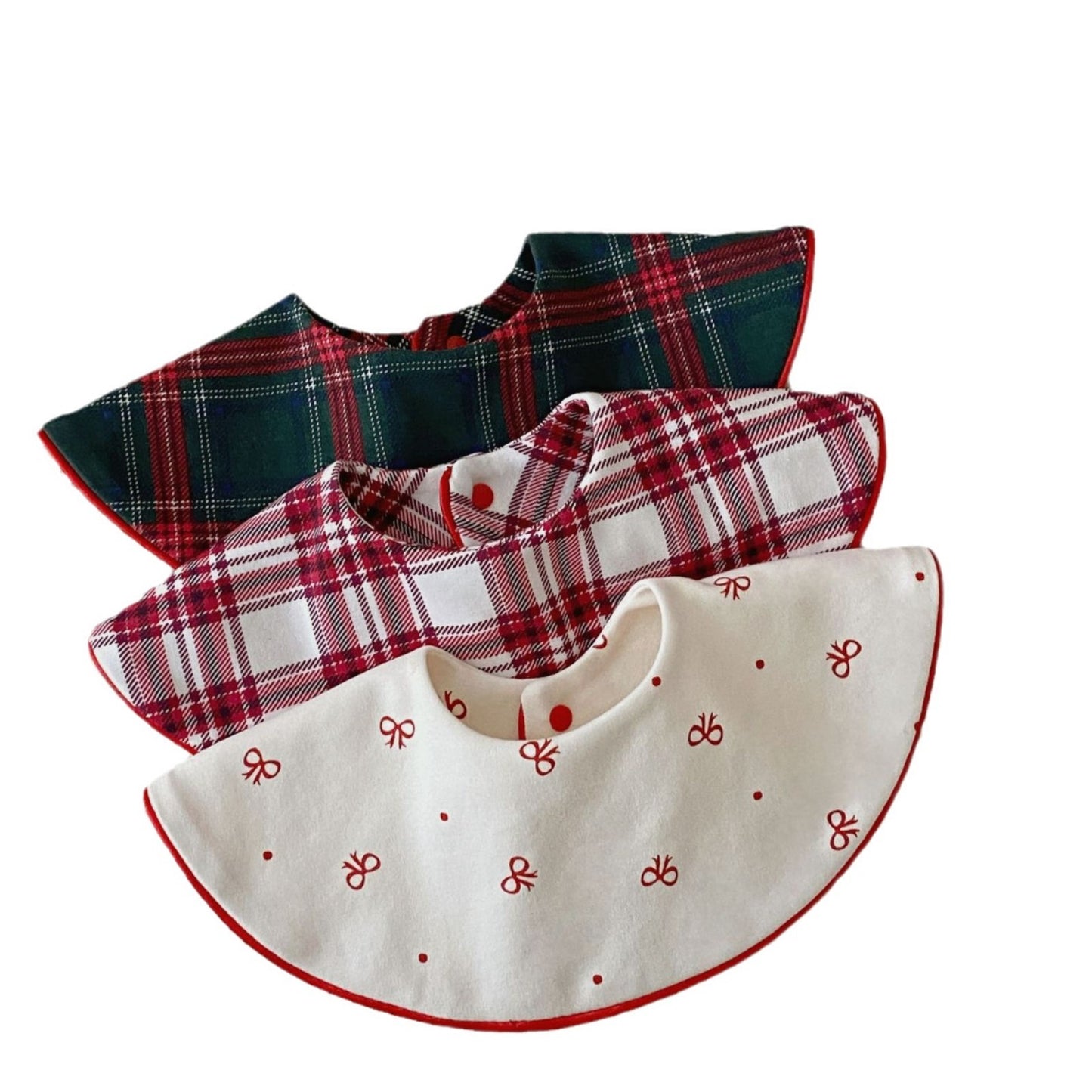 Christmas Style Baby Round & Petal Bibs - Floral Edge Double-sided Drool Bibs