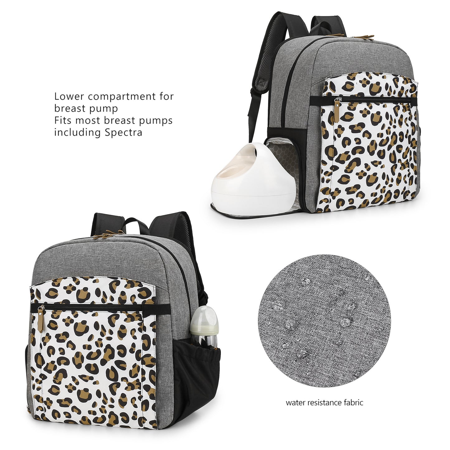 Multi-Function Diaper Bag Backpack - Large Capacity Breast Pump Bag with Stroller Straps, Waterproof Travel Tote for Mom