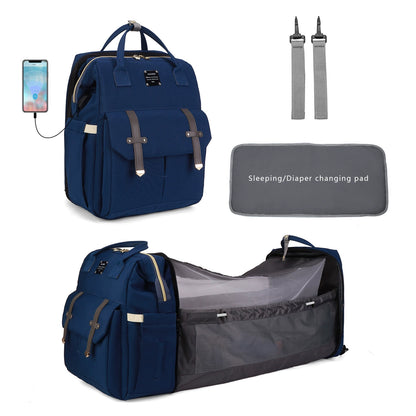 2025 New Portable Mommy Backpack with Changing Station ,Folding Lightweight Multi-functional Waterproof Diaper Backpack