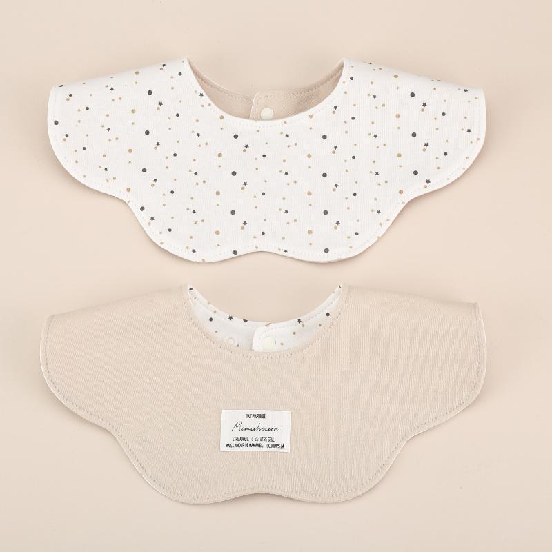 Khaki Petal Style Drool Bibs - 100% Cotton Teething Bib with Snap Closure