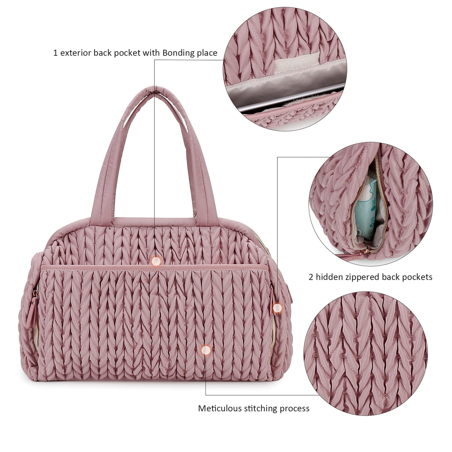 Waterproof Diaper Bag Tote with Insulated Pockets – Large Capacity Mommy Bag with Stroller Straps, Convertible Handbag & Crossbody for Travel