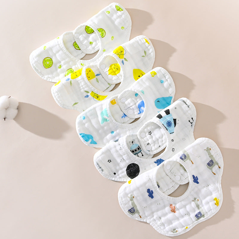 5 PCS Baby Pure Cotton Petal Bib，Newborn Muslin Bibs For Teething And Drooling