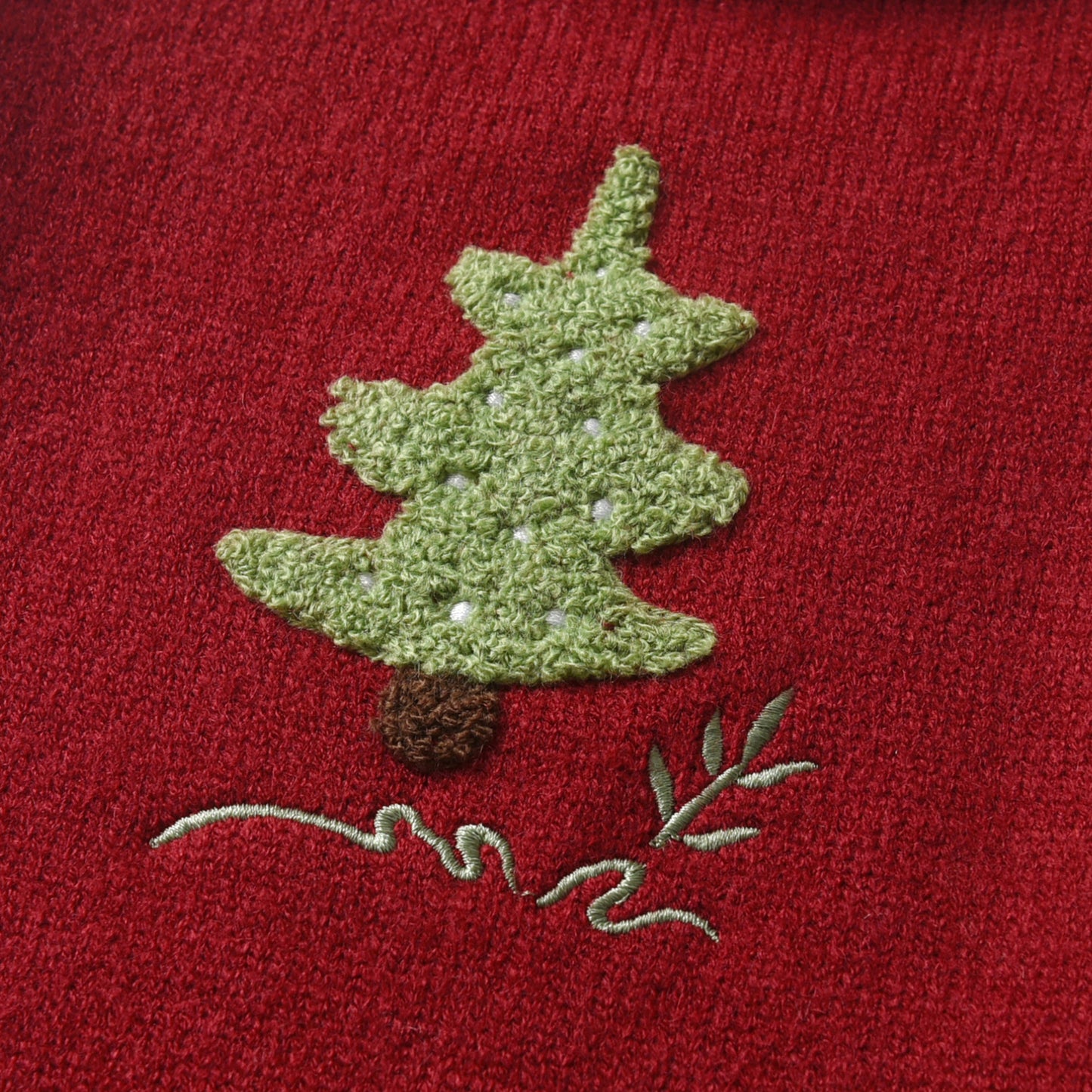 Christmas Tree Knit Suspenders Romper - Wine Red Baby Jumpsuit with Adjustable Straps