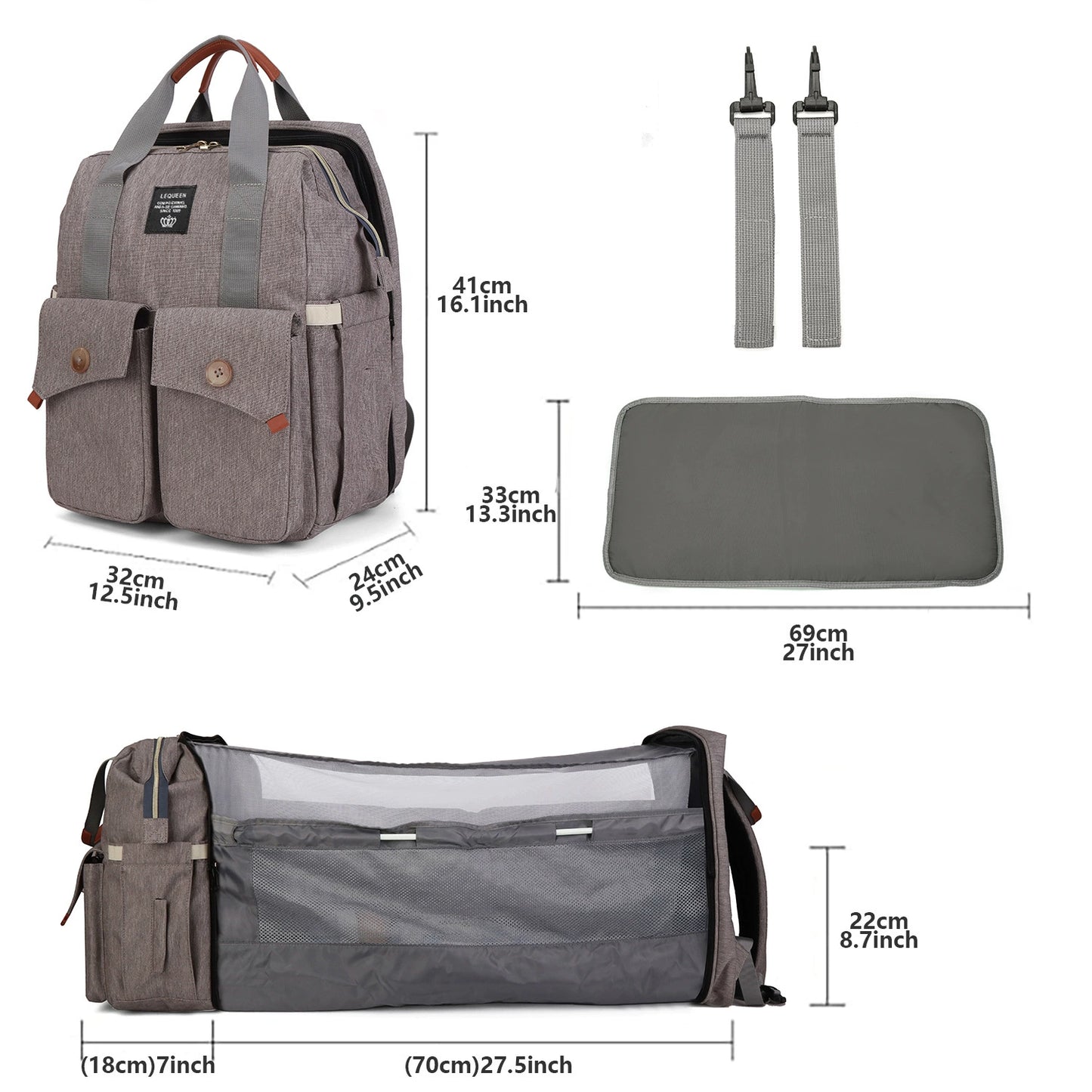 Multi-Functional Foldable Bed Diaper Backpack - Large Capacity Waterproof Portable Baby Bed And Mother Baby Backpack