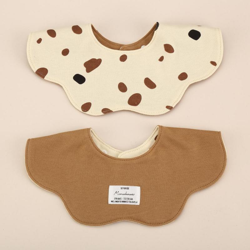 Brown Petal Style Drool Bibs - 100% Cotton Teething Bib with Snap Closure