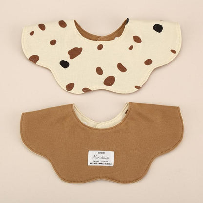 Brown Petal Style Drool Bibs - 100% Cotton Teething Bib with Snap Closure