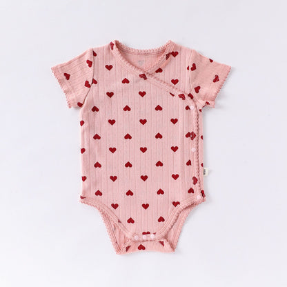 100% Cotton Baby Bodysuit - Side Snap Newborn Romper with Belly Protection