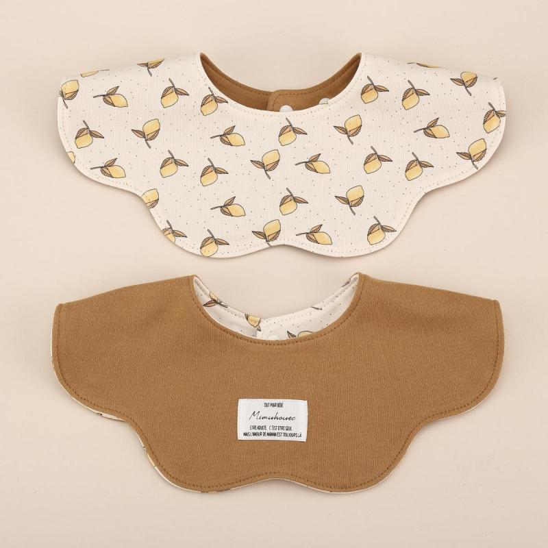 Brown Petal Style Drool Bibs - 100% Cotton Teething Bib with Snap Closure