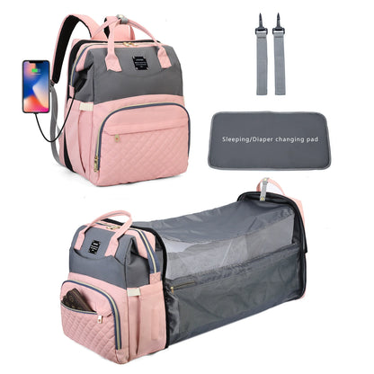2026 New Multi-Functional Foldable Maternity Bag - Large Capacity Baby Bed with Mosquito Net and Sunshade for Moms