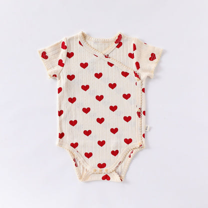 100% Cotton Baby Bodysuit - Side Snap Newborn Romper with Belly Protection
