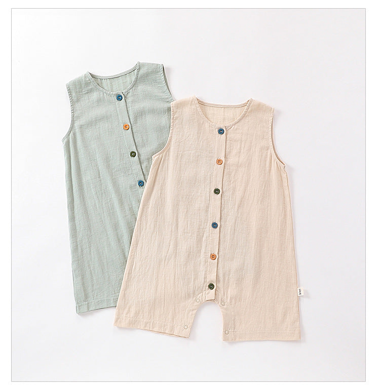100% Cotton Baby Romper - Sleeveless Summer Jumpsuit for Infant Boys Girls