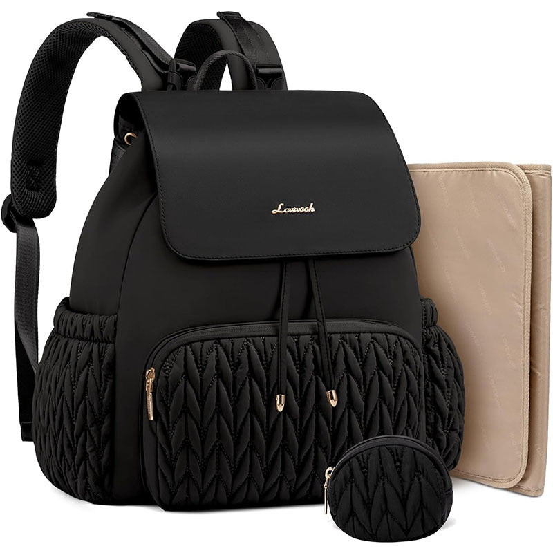 Stylish  Diaper Bag Backpack, Water-Resistant Travel Baby Bag  with Changing Pad, Stroller Straps