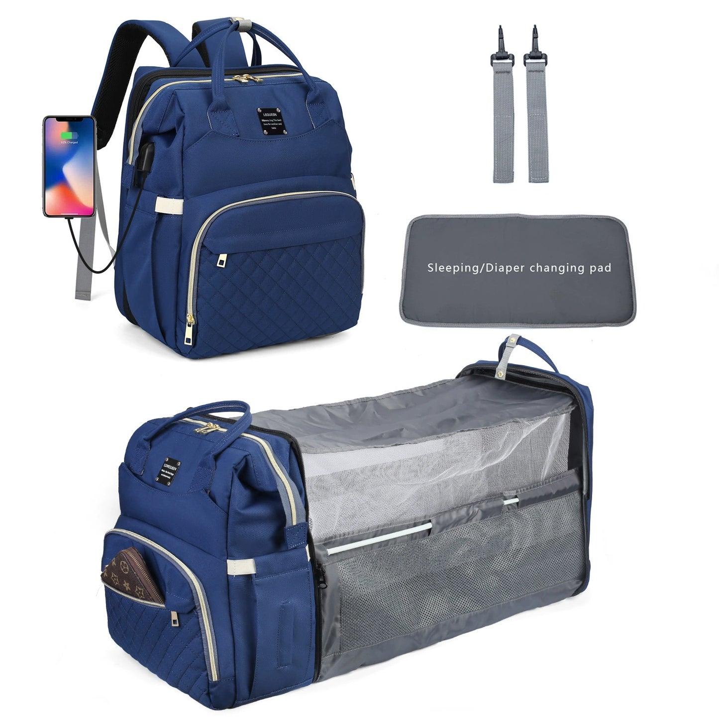 2025 New Multi-Functional Foldable Maternity Bag - Large Capacity Baby Bed with Mosquito Net and Sunshade for Moms