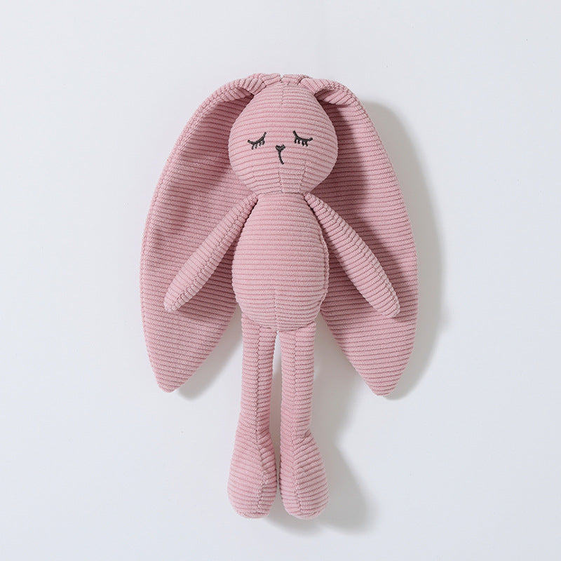 Soft Corduroy Baby Security Blanket Toy - Long Ear Bunny Lovey for Newborn