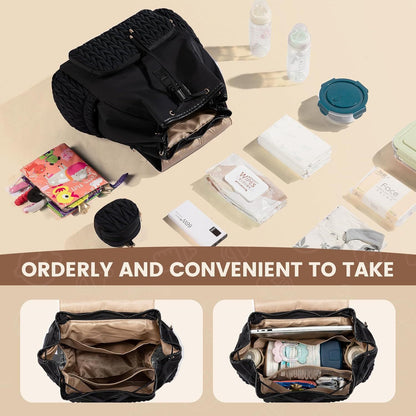 Stylish  Diaper Bag Backpack, Water-Resistant Travel Baby Bag  with Changing Pad, Stroller Straps
