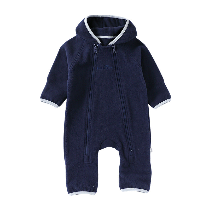Baby Fleece Jumpsuit - Double-Sided Plush Romper for Infant Winter Wear