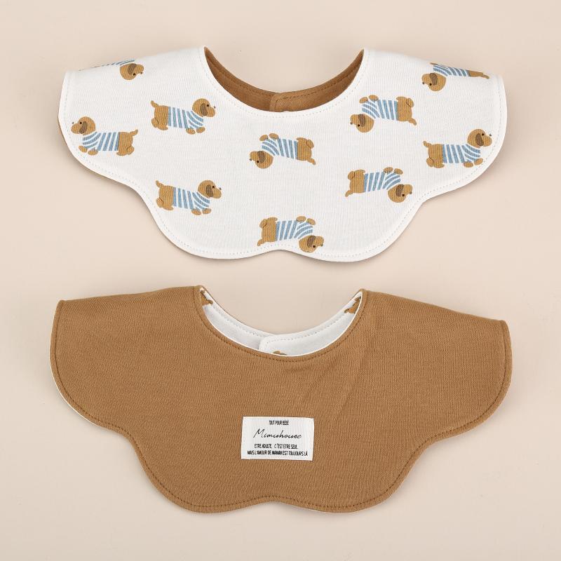 Brown Petal Style Drool Bibs - 100% Cotton Teething Bib with Snap Closure