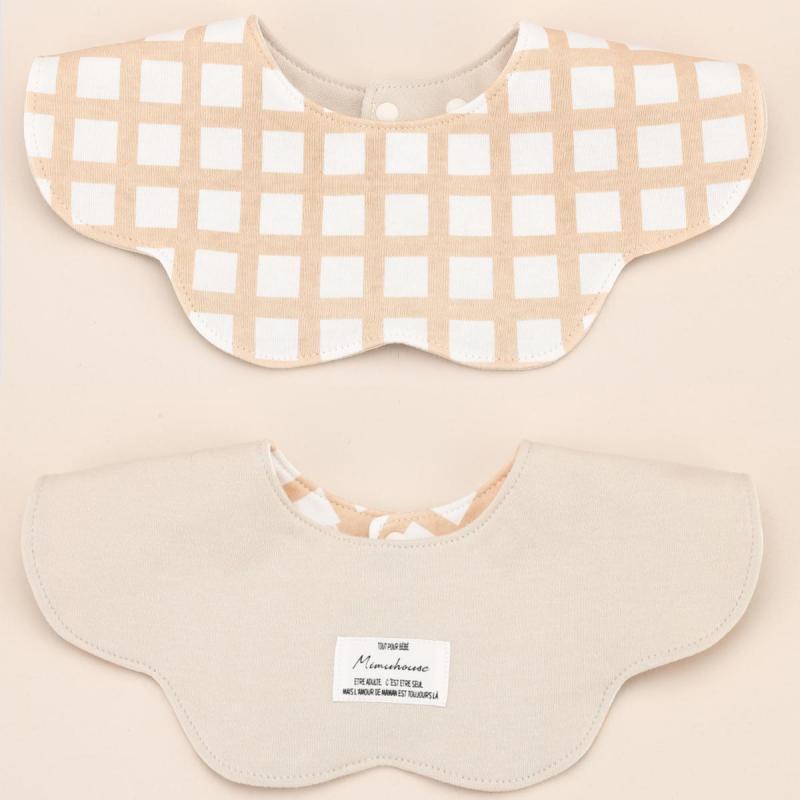 Khaki Petal Style Drool Bibs - 100% Cotton Teething Bib with Snap Closure