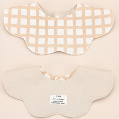Khaki Petal Style Drool Bibs - 100% Cotton Teething Bib with Snap Closure