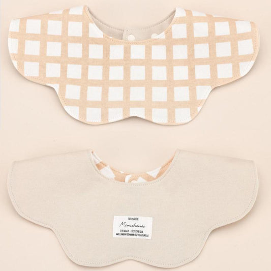 Khaki Petal Style Drool Bibs - 100% Cotton Teething Bib with Snap Closure