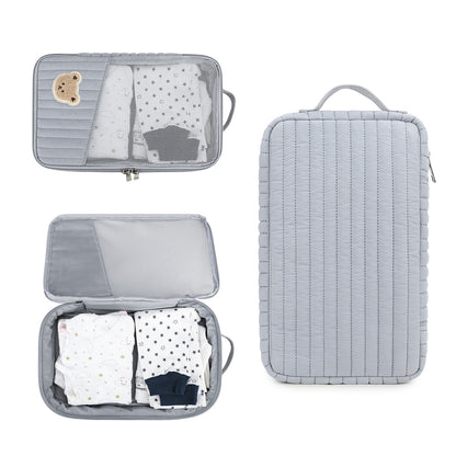 Portable Baby Essentials Organizer with Embroidered Bear, Travel Changing Pad Case for Newborn