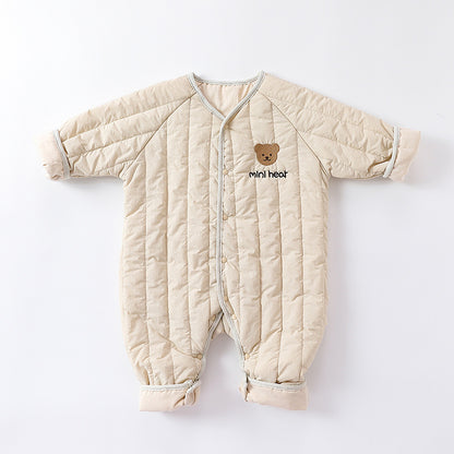 Combinaison matelassée d'hiver pour bébé-Combinaison matelassée brodée d'ours pour nourrissons