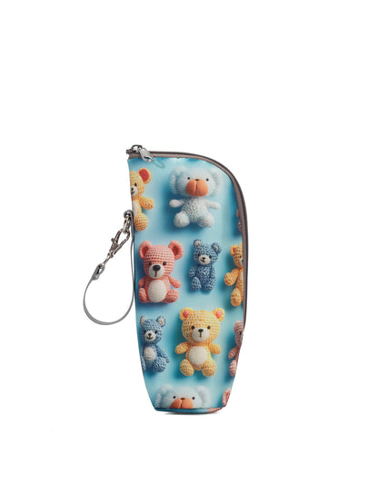 Insulated Bottle Bag with Adjustable Strap – 3D Pattern Thermal Baby Milk Bottle Holder, Portable Water Bottle Pouch for Stroller, Outdoor Travel