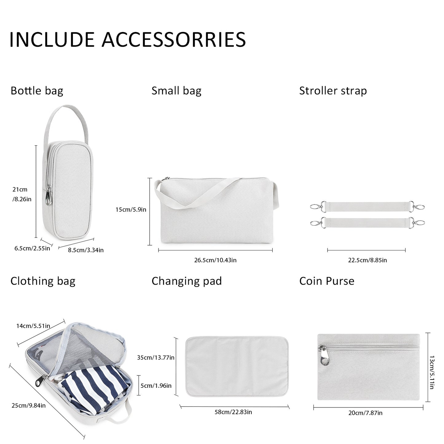 7-in-1 Waterproof Diaper Bag Backpack with Insulated Bottle Pouch & Changing Station – Multifunctional Baby Bag for Stroller, Travel, Maternity