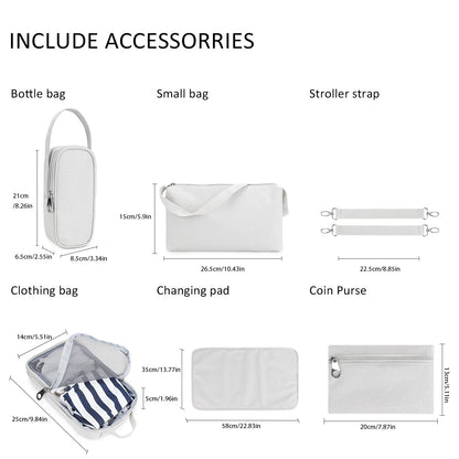 7-in-1 Waterproof Diaper Bag Backpack with Insulated Bottle Pouch & Changing Station – Multifunctional Baby Bag for Stroller, Travel, Maternity