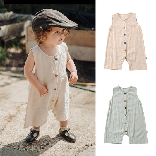 100% Cotton Baby Romper - Sleeveless Summer Jumpsuit for Infant Boys Girls