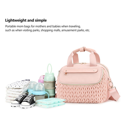 Pink Diaper Bag for Mom - Large Capacity Baby Bag with Insulated Bottle Holder & Changing Pad