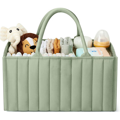 Diaper Tote Bag - Large Capacity 15"x10"x7" Cotton Mommy Bag