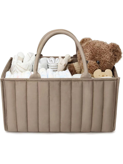 Diaper Tote Bag - Large Capacity 15"x10"x7" Cotton Mommy Bag