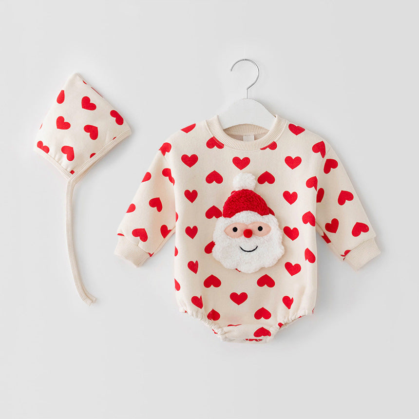 Christmas Baby Outfit | 3-Piece Knit Set with Romper, Pants & Hat