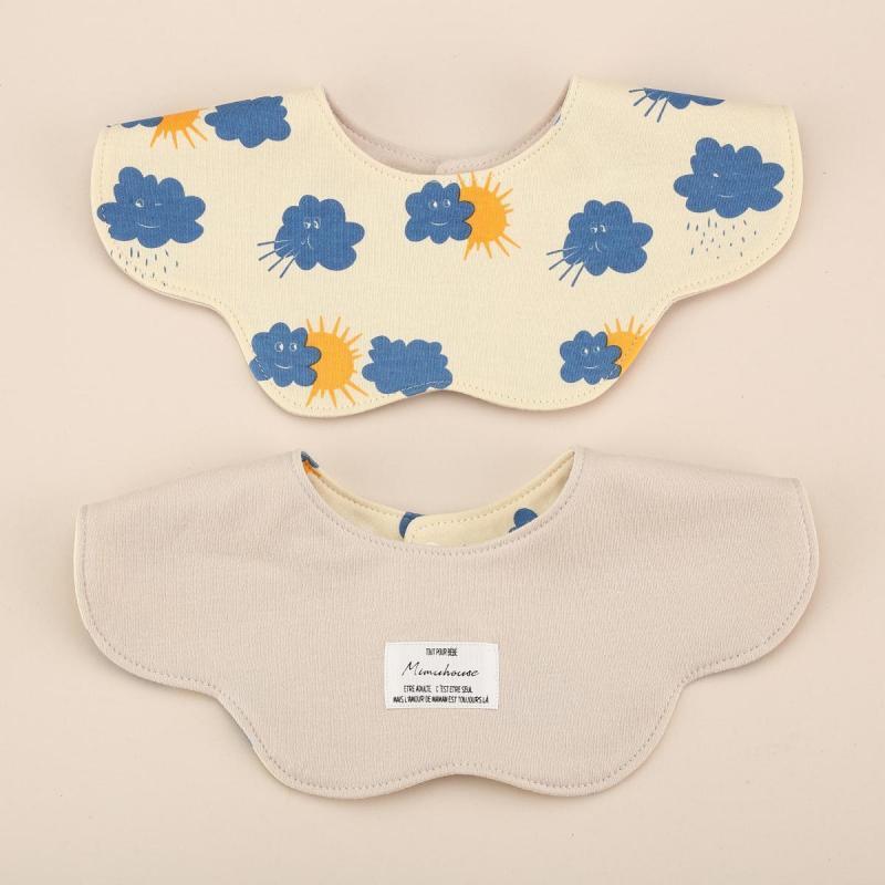 Khaki Petal Style Drool Bibs - 100% Cotton Teething Bib with Snap Closure